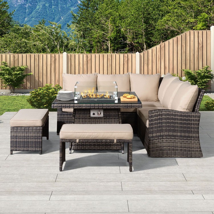 Nova Garden Furniture Cambridge Brown Rattan Corner Dining Set